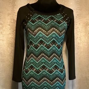 Three Pink Hearts Chevron Lace Up Juniors Dress